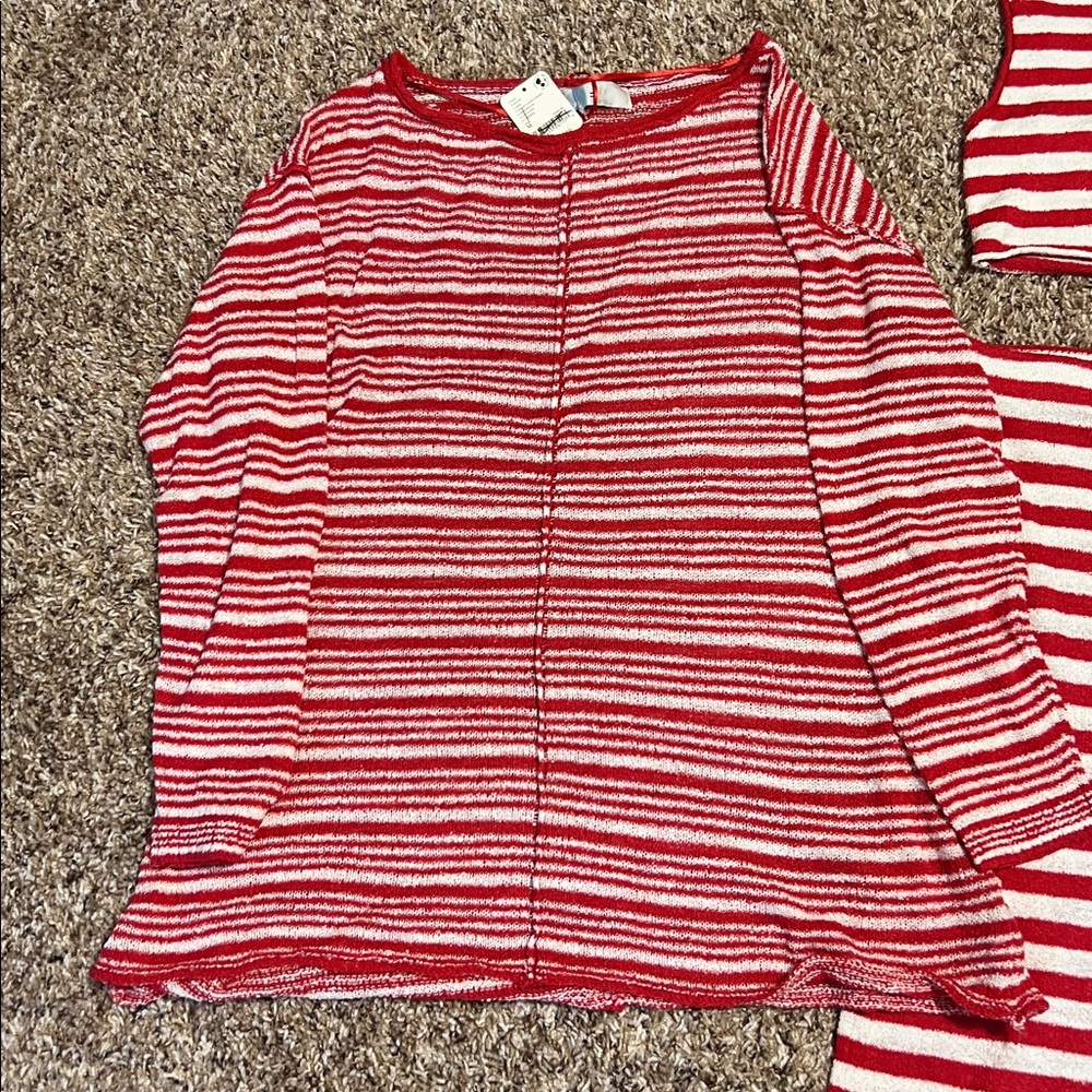 FP beach 3 piece Red and White Striped Knit Set - Picture 5 of 5